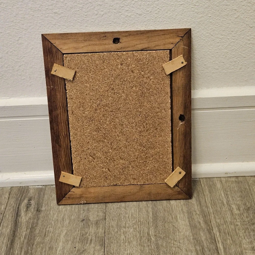 Vintage glass insert 8x5.5 wooden‎ frame wall mount vertical or horizontal